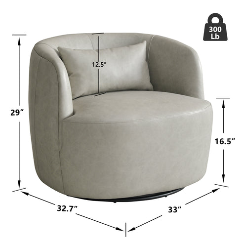 Ashlie Leather Swivel Barrel Chair - Stylish Swivel Chair | Living Room Swivel Accent Chairs | Kinwell Furniture | Most Comfortable Swivel Chairs